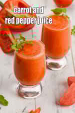 carrot and red pepper juice recipe | Indian red bell pepper carrot juice | healthy tomato carrot red capsicum drink |