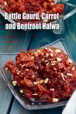 Bottle Gourd, Carrot and Beetroot Halwa, Microwave Recipe