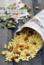 bhadang recipe | spicy puffed rice chivda |  bhadang travel, jar snack |