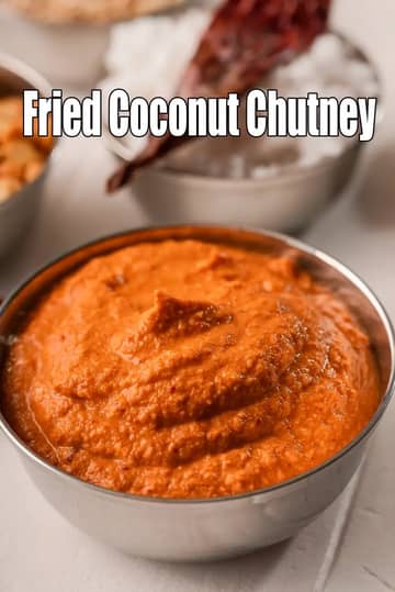 Fried Coconut Chutney Recipe (Roasted Coconut Chutney)