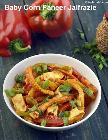 Baby Corn Paneer Jalfrezi Recipe (Baby Corn Jalfrezi)