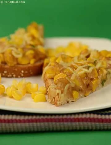 Baked Corn Open Toast ( Corn) Recipe (Corn Recipes)