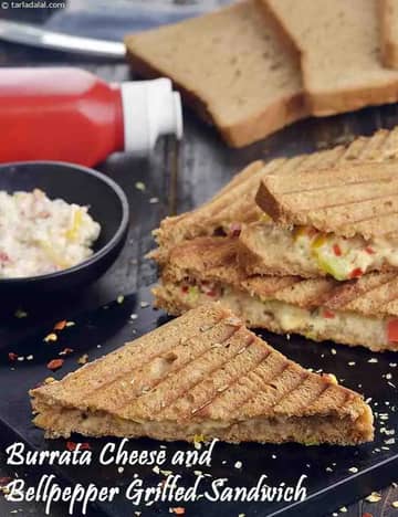 Burrata Cheese And Bellpepper Grilled Sandwich Recipe
