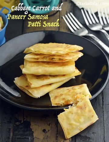 Cabbage Carrot And Paneer Samosa Patti Snack Recipe