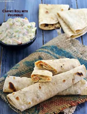 Vegetable Chapati Roll Recipe (Chapati Roll With Vegetables)