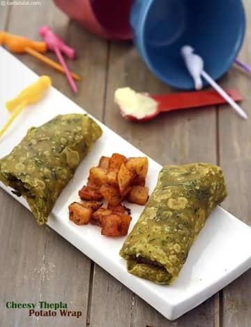 Cheesy Thepla Potato Wrap ( Tiffin Treats) Recipe