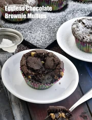 Eggless Chocolate Brownie Muffins Recipe