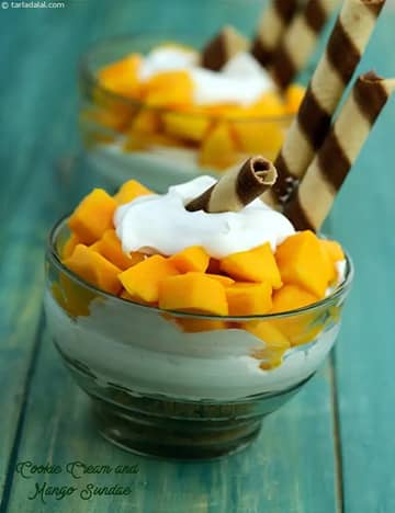 Cookie Cream And Mango Sundae Recipe