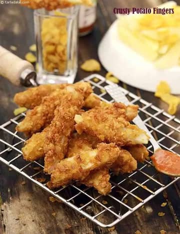 ક્રસ્ટી પોટેટો ફિંગર્સ (મેક્સિકન) રેસીપી (મેક્સિકન રેસિપિ)