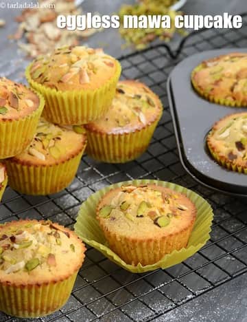 Eggless Mawa Cupcake Recipe (Khoya Cupcake)