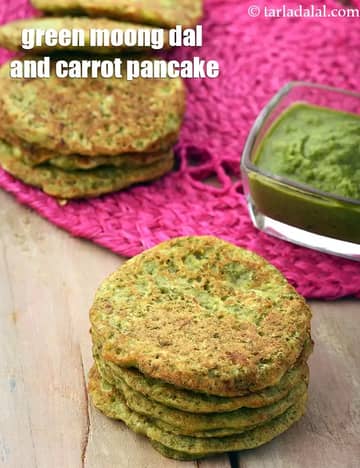 Green Moong Dal And Carrot Pancake Recipe (Paneer)