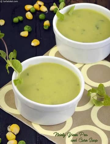 Minty Green Pea And Corn Soup Recipe