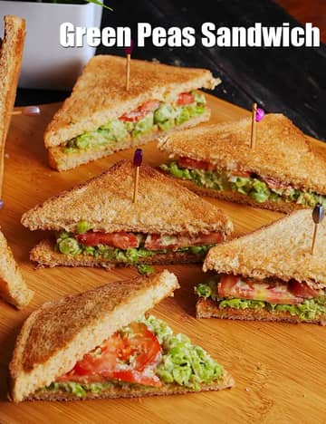 हरी मटर सैंडविच रेसिपी (भारतीय स्टाइल मटर सैंडविच)