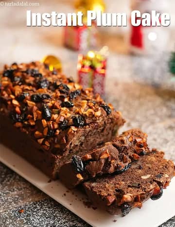 Instant Plum Cake Recipe (Eggless Christmas Fruit Cake)