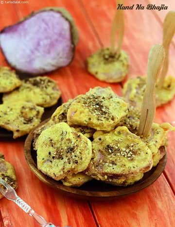 Kand Na Bhajia Recipe (Indian Ratalu Bhajiya)