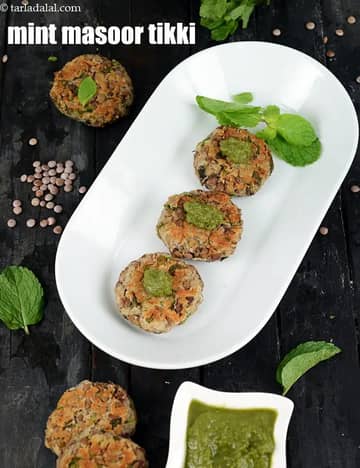 Mint Masoor Tikki Recipe (Pudina Masoor Tikki)