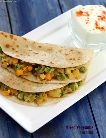 Mixed Vegetable Paratha Recipe (Tarladalal.Com)