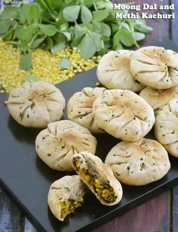 Moong Dal And Methi Kachuri Recipe (Baked Kachodi)