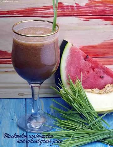 Muskmelon Watermelon And Wheat Grass Juice Recipe