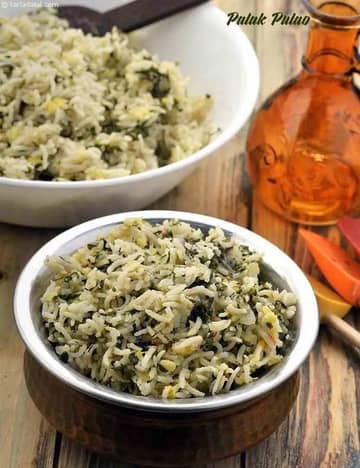 Palak Pulao Recipe (Palak Rice)