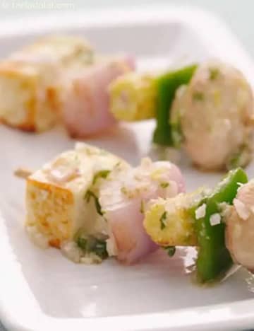 Paneer And Baby Corn On Skewers Recipe