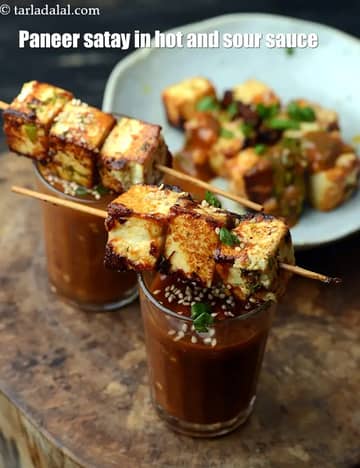 Paneer Satay In Hot And Sour Sauce Recipe