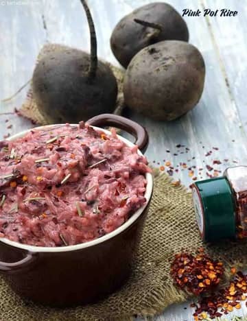 Pink Pot Rice Recipe (Cheesy Beetroot Rice)