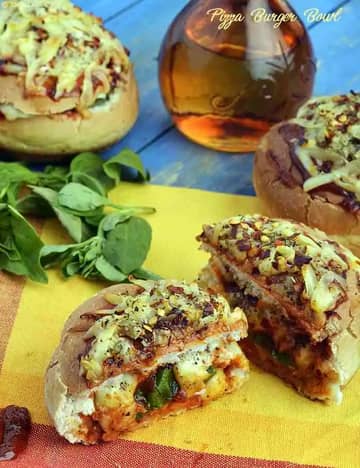 Pizza Burger Bowl Recipe (Stuffed Pizza Burger Bun)
