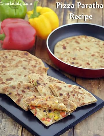 Pizza Paratha Recipe (Cheesy Pizza Paratha)
