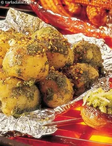Potatoes In Green Masala Recipe (Party Recipes)