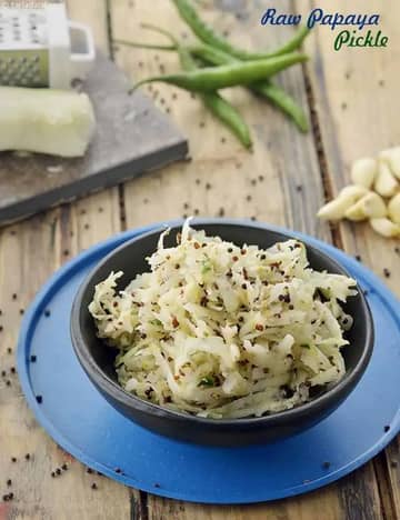 Raw Papaya Pickle Recipe (Instant Raw Papaya Pickle)