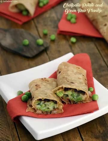 Chatpata Potato And Green Pea Frankie Recipe