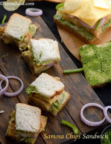 Samosa Chips Sandwich Recipe (Samosa Sandwich)