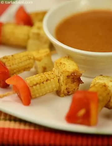Satay Sticks ( Paneer) Recipe (Paneer Recipes)