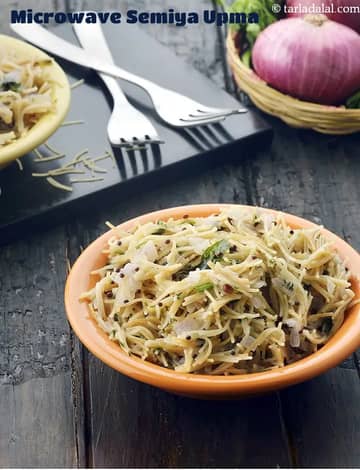 माइक्रोवेव सेमिया उपमा रेसिपी (माइक्रोवेव में सेवइयां उपमा)