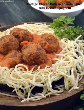 Cottage Cheese Balls In Tomato Sauce With Herbed Spaghetti Recipe