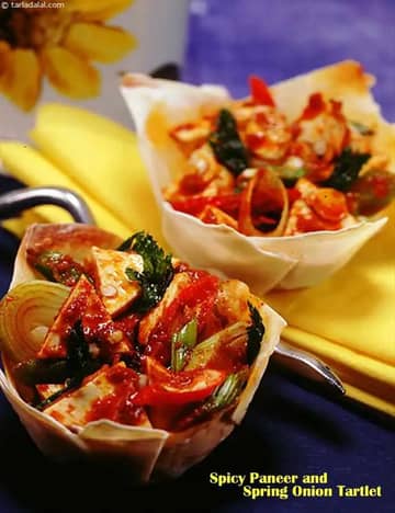 Spicy Paneer And Spring Onion Tartlet Recipe
