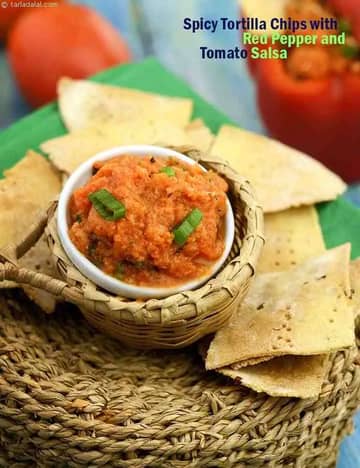 Spicy Tortilla Chips With Red Pepper And Tomato Salsa Recipe