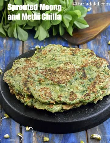 Sprouted Moong And Methi Chilla Recipe