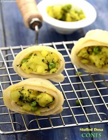 Stuffed Dosa Cones ( Tiffin Treats) Recipe