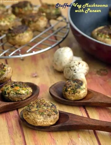 Stuffed Veg Mushrooms With Paneer Recipe
