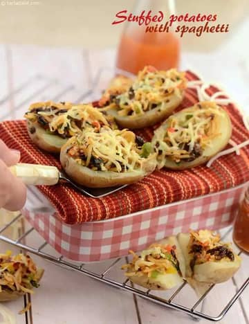 Stuffed Potatoes With Spaghetti Recipe