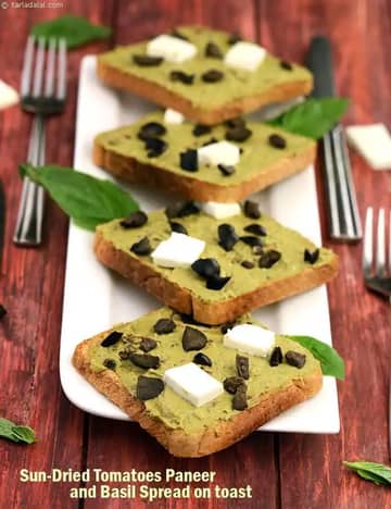 Paneer-Sundried Tomato Bruschetta Recipe