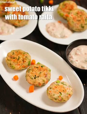 Sweet Potato Tikkis With Tomato Raita Recipe