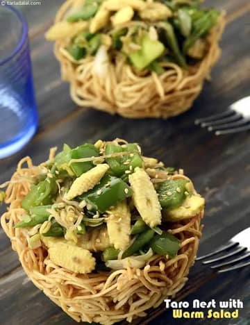 Taro Nest With Warm Salad Recipe (Chinese Recipes)