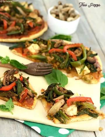 Vegetarian Thai Pizza Recipe (Tarla Dalal)