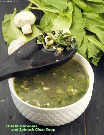 Thai Mushrooms And Spinach Clear Soup Recipe