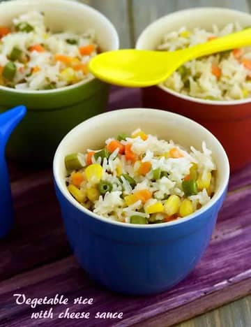Vegetable Rice With Cheese Sauce Recipe (Childrens Recipes)