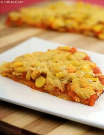 Baby Corn And Sweet Corn Pizza In A Pan Recipe