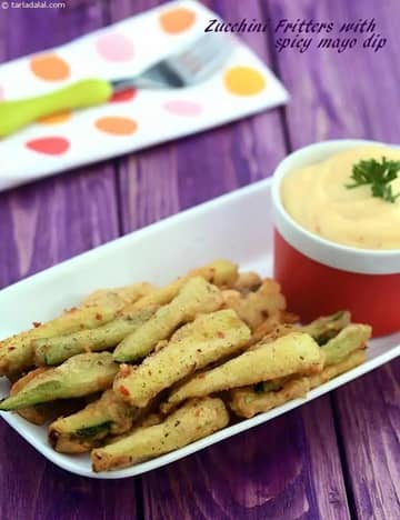 Zucchini Fritters With Spicy Mayo Dip Recipe